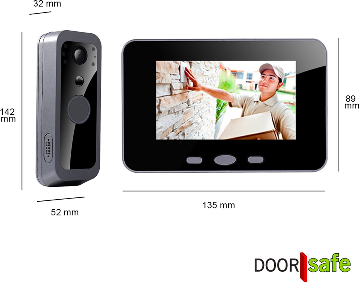 Wat vinden we goed aan de Doorsafe 4200 + PIR Draadloze Camera Deurbel 4.3"
