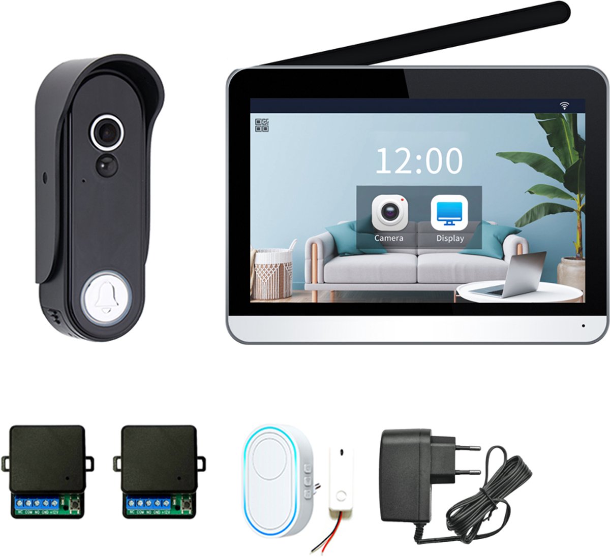 De Doorsafe 4652 HD draadloze camera deurbel met 7" touchscherm in één oogopslag