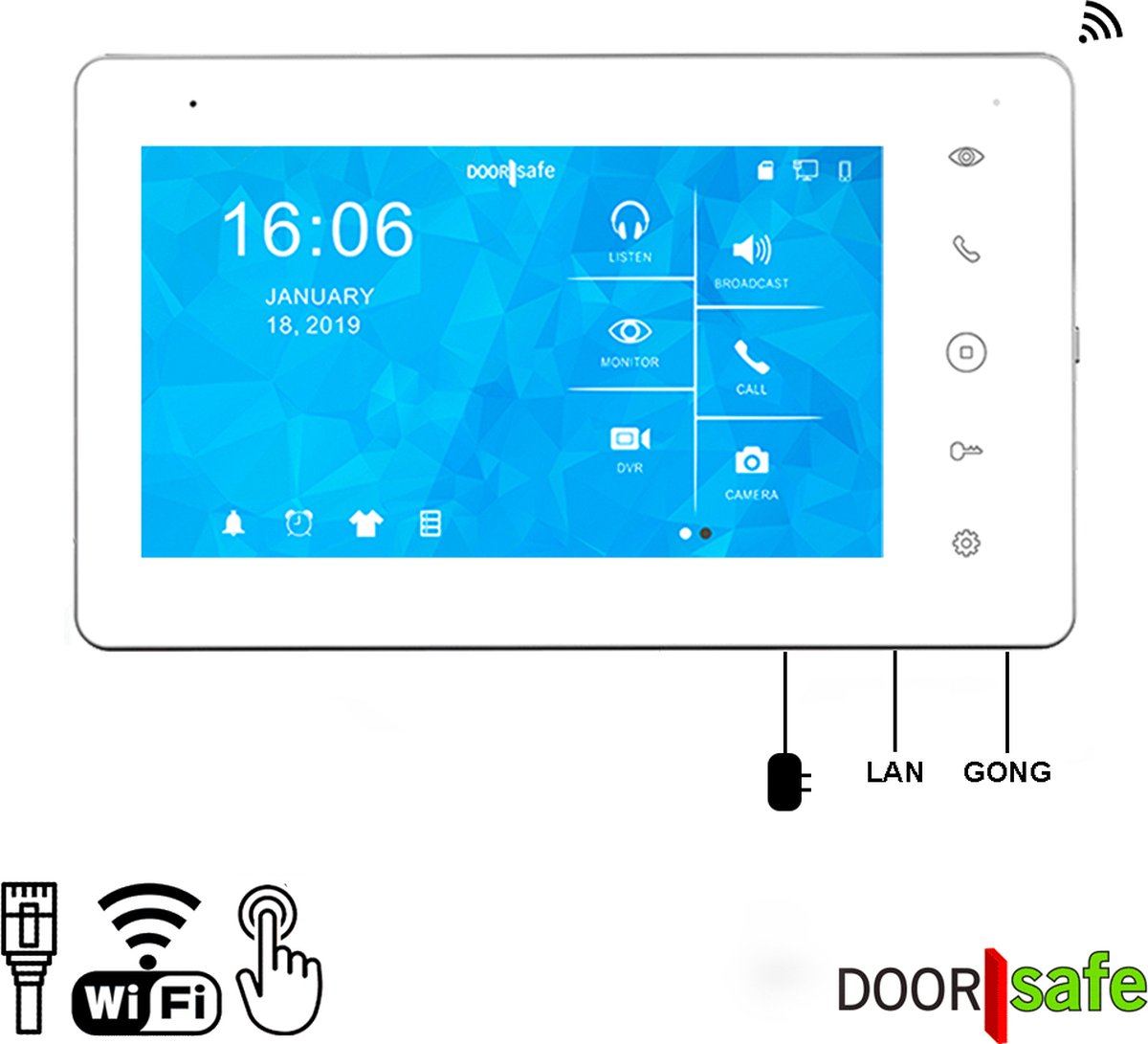 Doorsafe 6677 PRO HD internetdeurbel met camera en Mifare chipreader zwart/donkergrijs