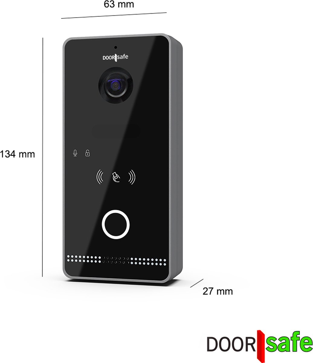 Doorsafe 6677 PRO HD internetdeurbel met camera en Mifare chipreader zwart/donkergrijs