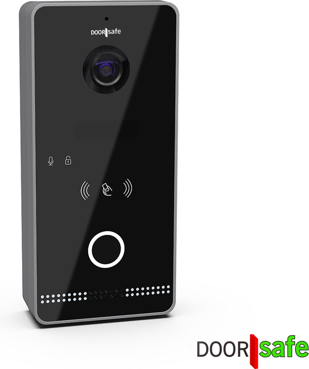 Doorsafe 6677 PRO HD internetdeurbel met camera en Mifare chipreader zwart/donkergrijs