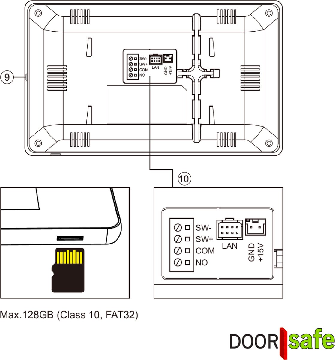 Doorsafe 6677 PRO HD internetdeurbel met camera en Mifare chipreader zwart/donkergrijs