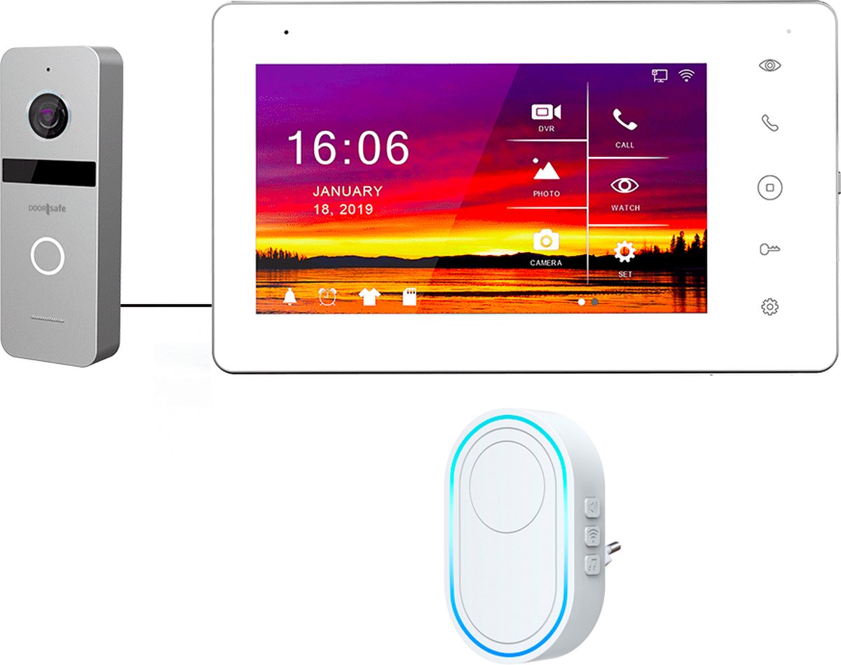 De Doorsafe 7569 PRO internet video deurbel 7" touchscreen 2MP in één oogopslag