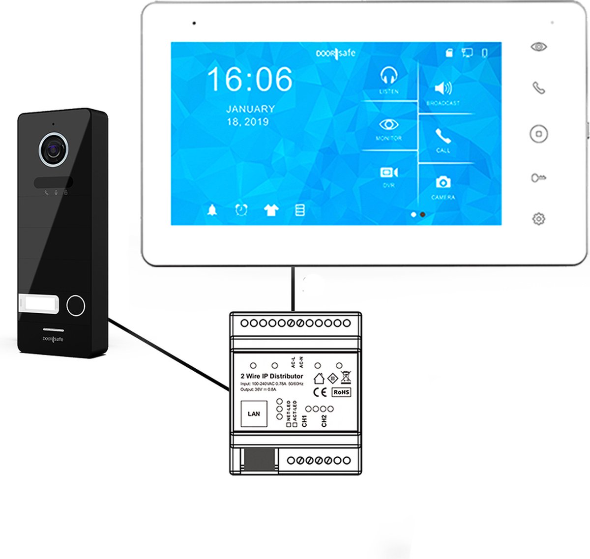 Doorsafe 7700 PRO FHD 2MP Deurbel met 7" Touchscreen