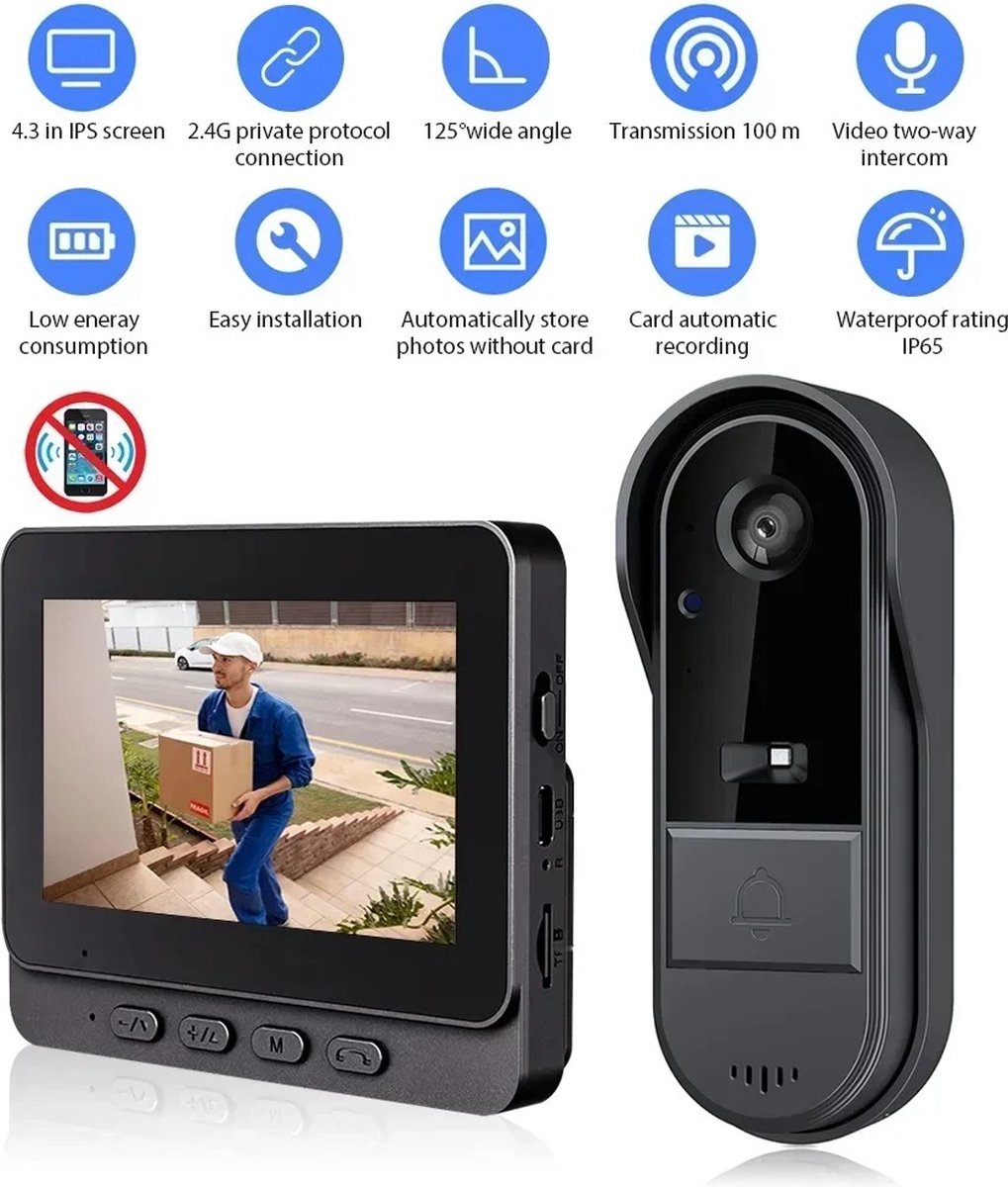 Draadloze Deurbel Met Camera 256GB opslag
