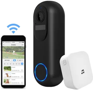 Draadloze Video Deurbel Wifi met Camera Zwart