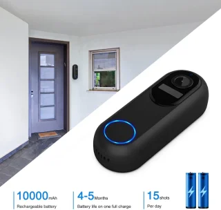 Draadloze Video Deurbel Wifi met Camera Zwart