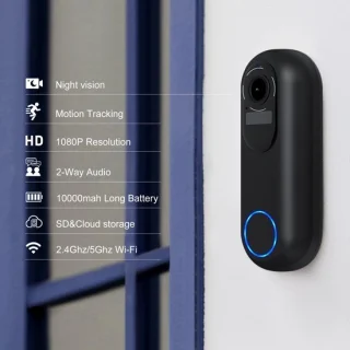 Draadloze Video Deurbel Wifi met Camera Zwart