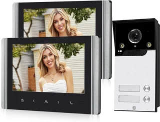 Draadloze video-intercom met buitencamera en touchscreen voor 2 gezinswoningen