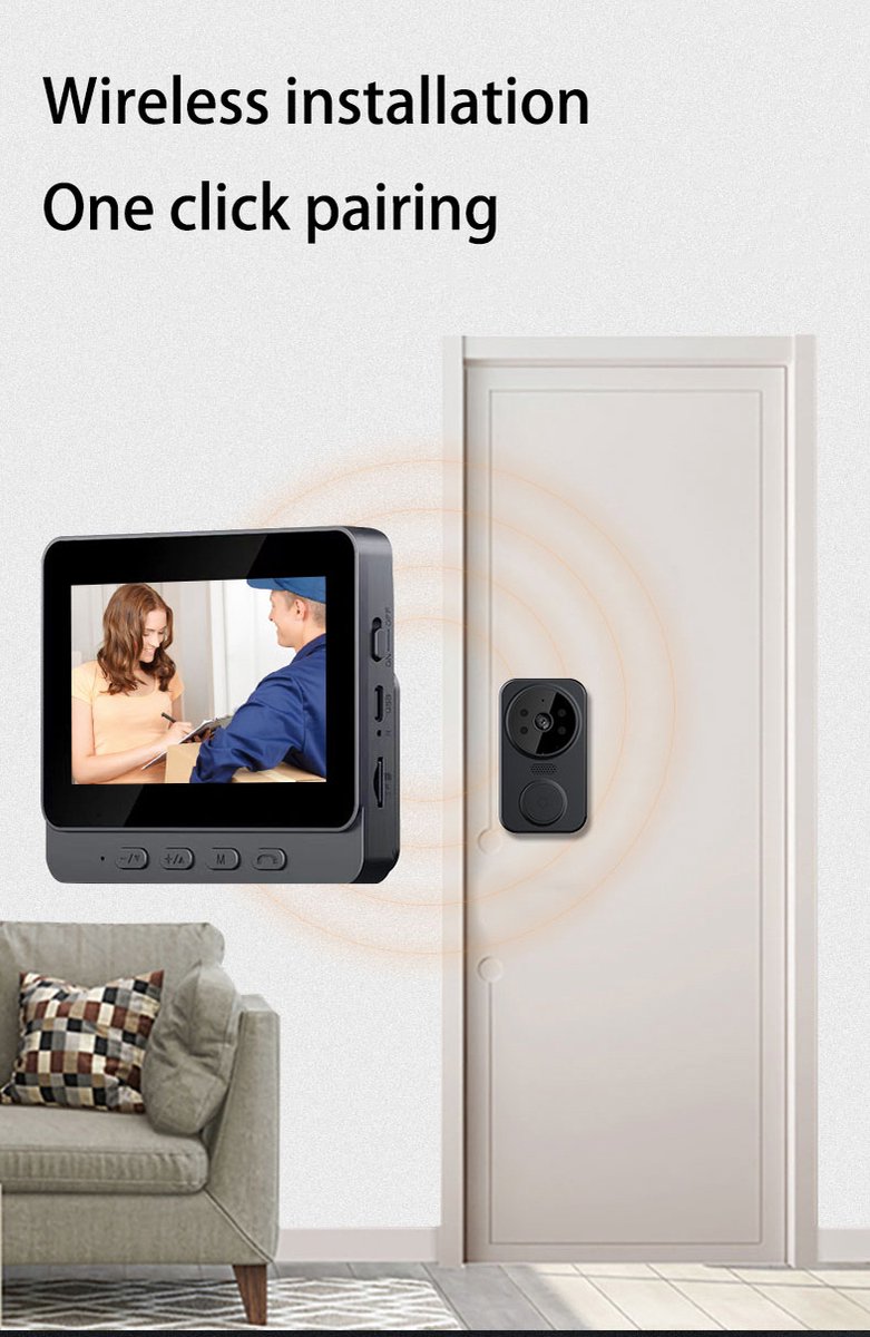 Draadloze videodeurbel 4.3 inch met intercom