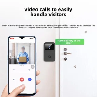 Draadloze videodeurbel met camera - zwart