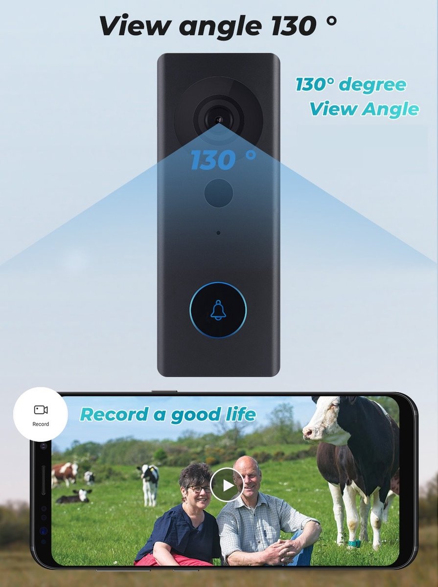 DrPhone LM6-B Camera Deurbel Bekabeld Zwart Met Binnenbel en MicroSD