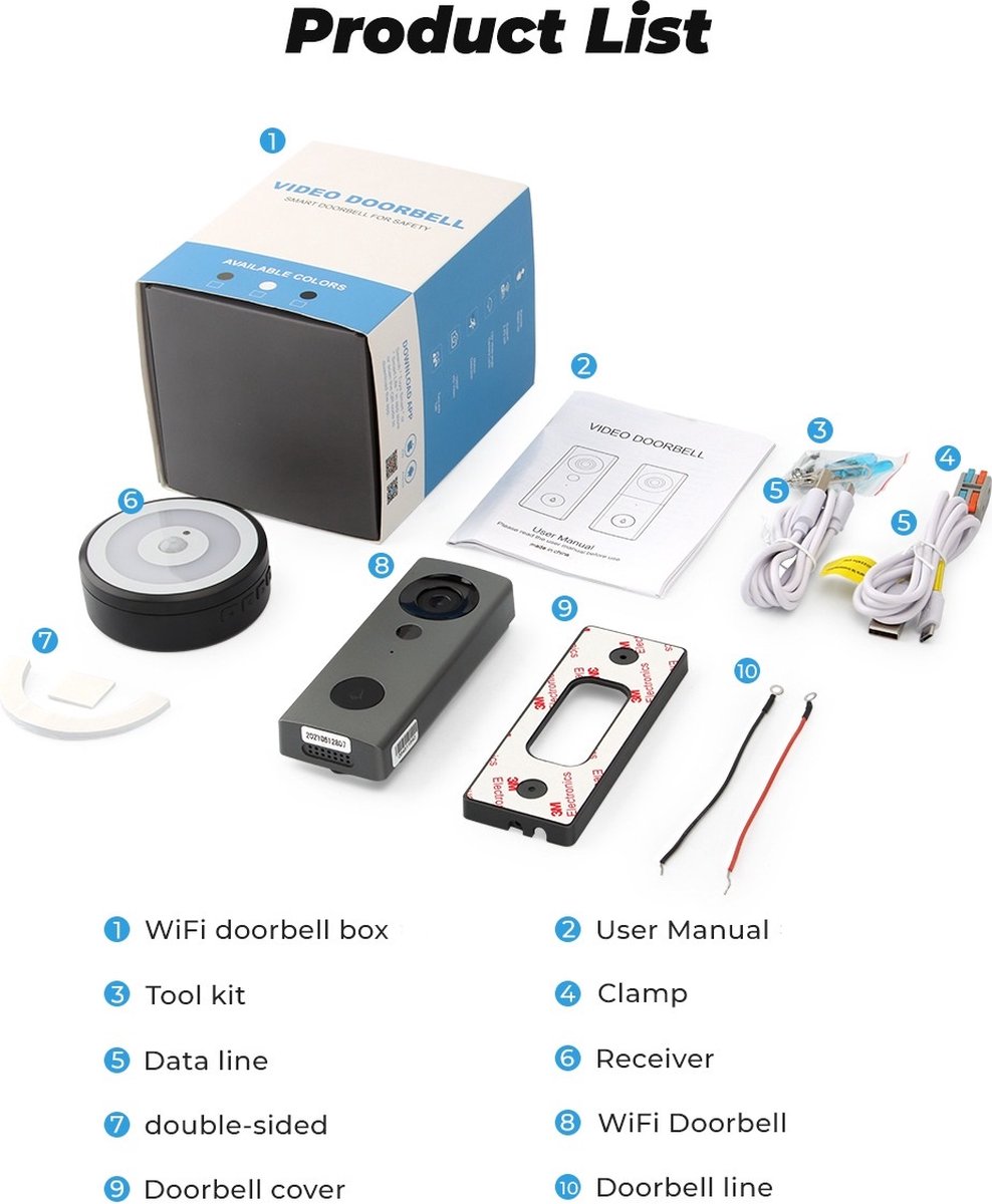 DrPhone LM6-B Camera Deurbel Bekabeld Zwart Met Binnenbel en MicroSD