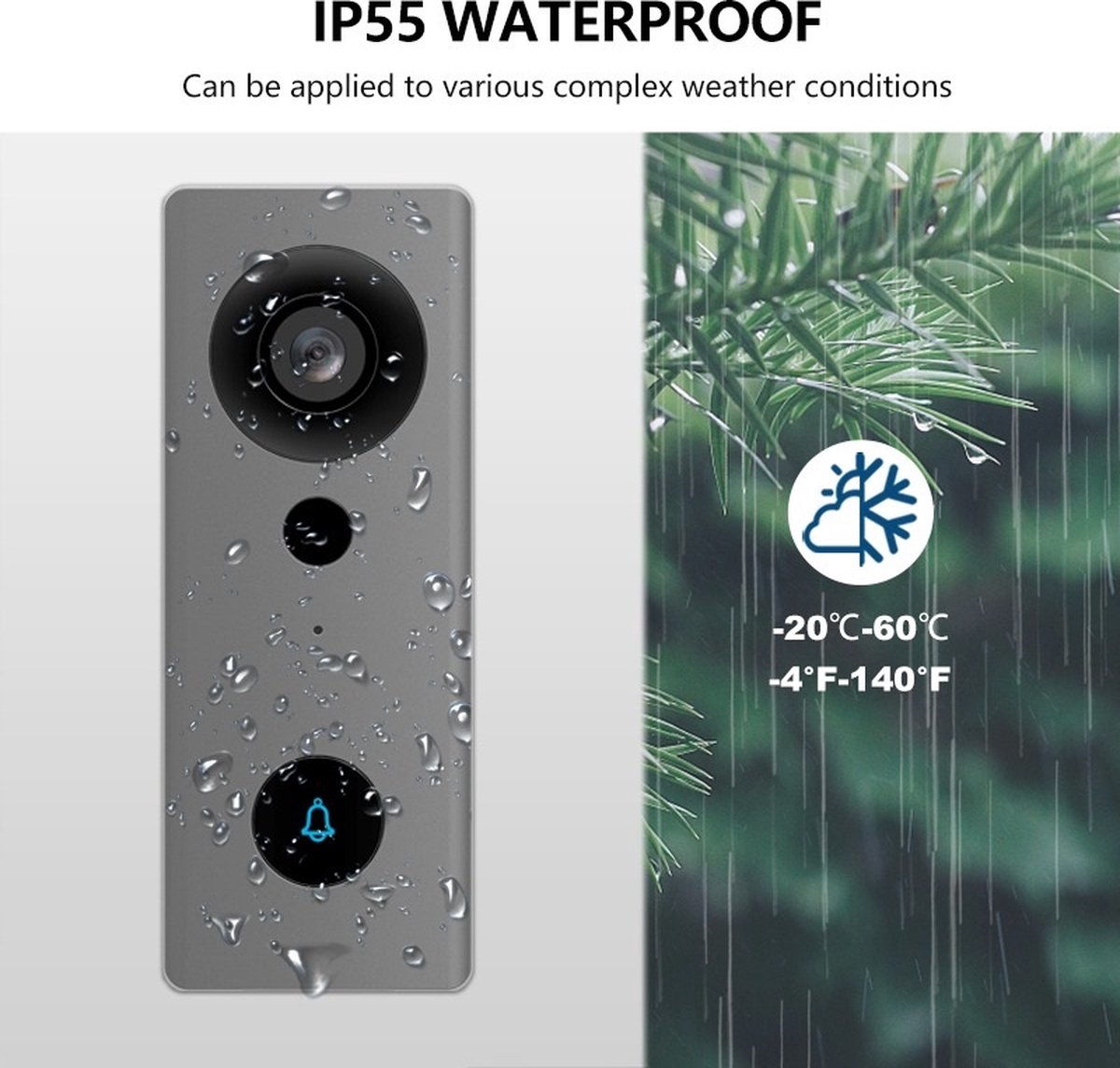 DrPhone LM6-B Camera Deurbel Bekabeld Zwart Met Binnenbel en MicroSD