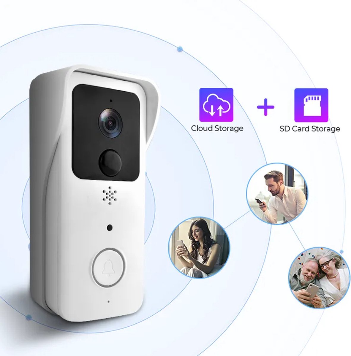 DrPhone LM7 Camera Deurbel Met Binnenbel Set Wit