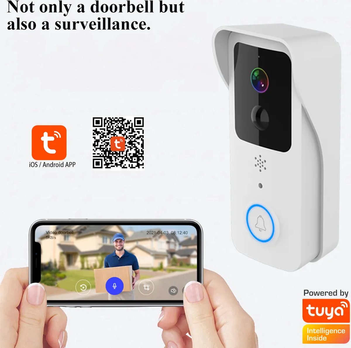 DrPhone LM7 Camera Deurbel Met Binnenbel Set Wit