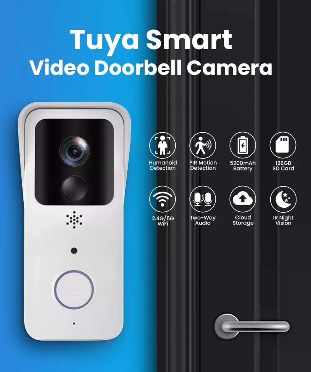 DrPhone LM7 Camera Deurbel Met Binnenbel Set Wit