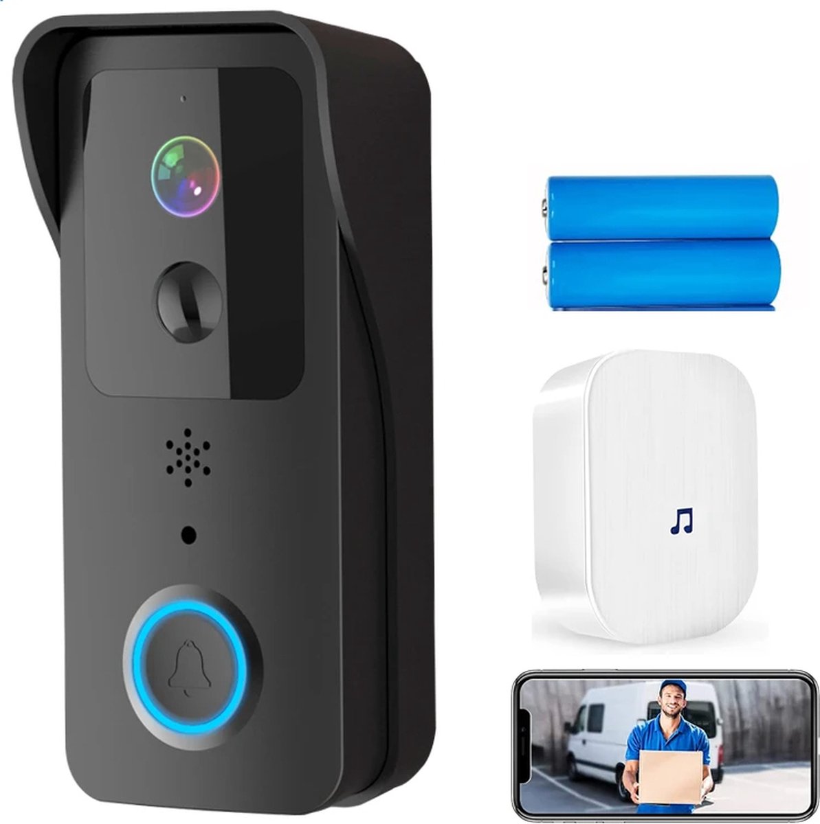 DrPhone LM7 Camera Deurbel met Binnenbel Zwart