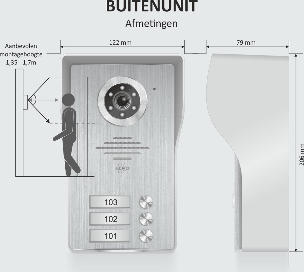 ELRO DV4000-3 Video Deur Intercom 3 Appartementen
