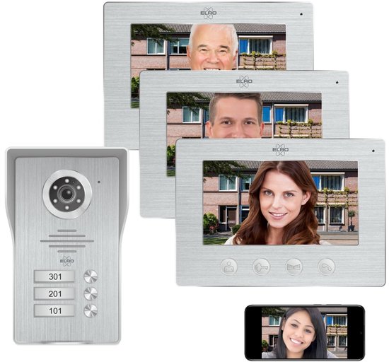 ELRO DV4000-3 Wifi IP Video Deurintercom Kit 3 Appartementen