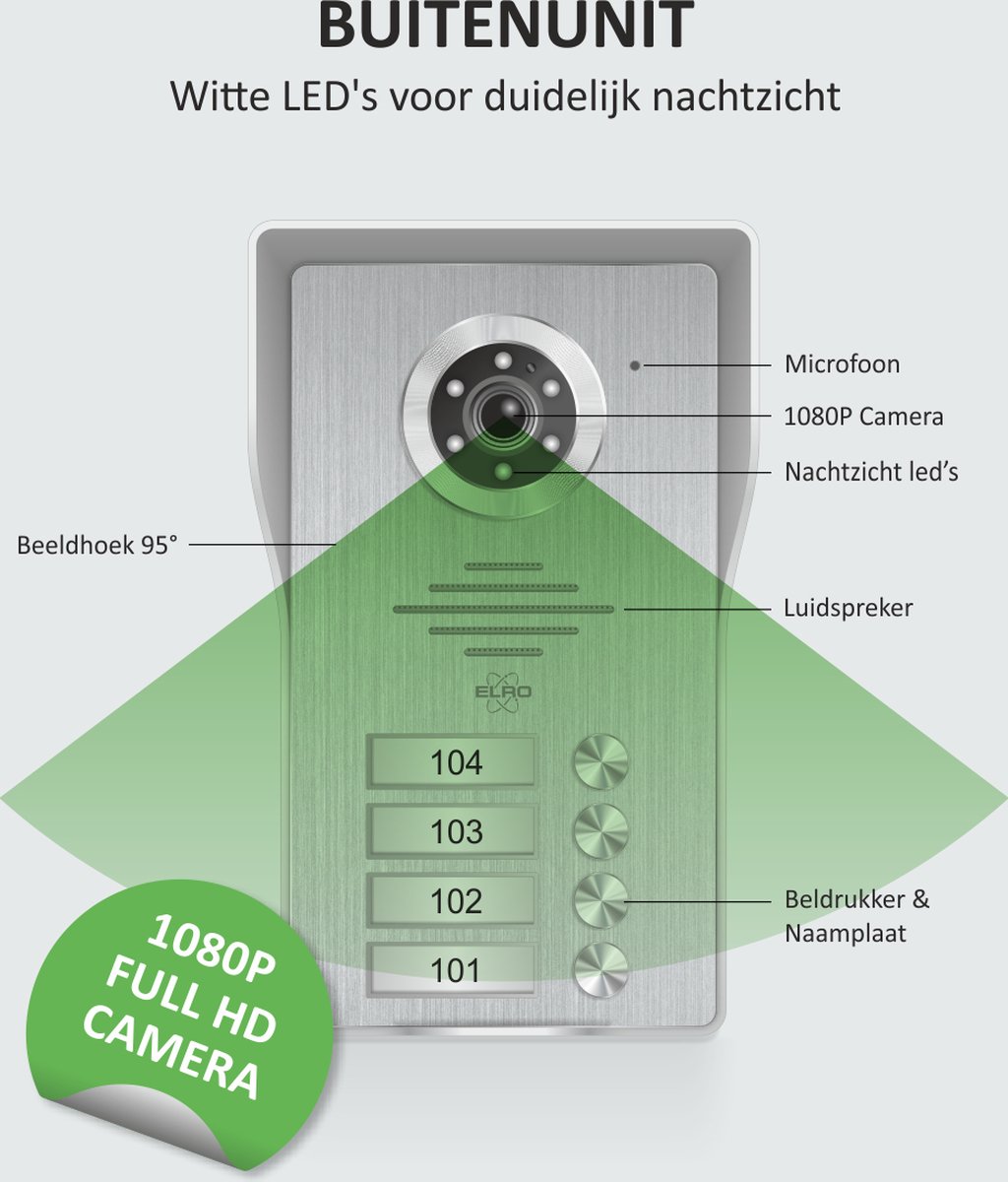 ELRO DV4000IP4 Wifi IP Video Deurintercom 4 appartementen