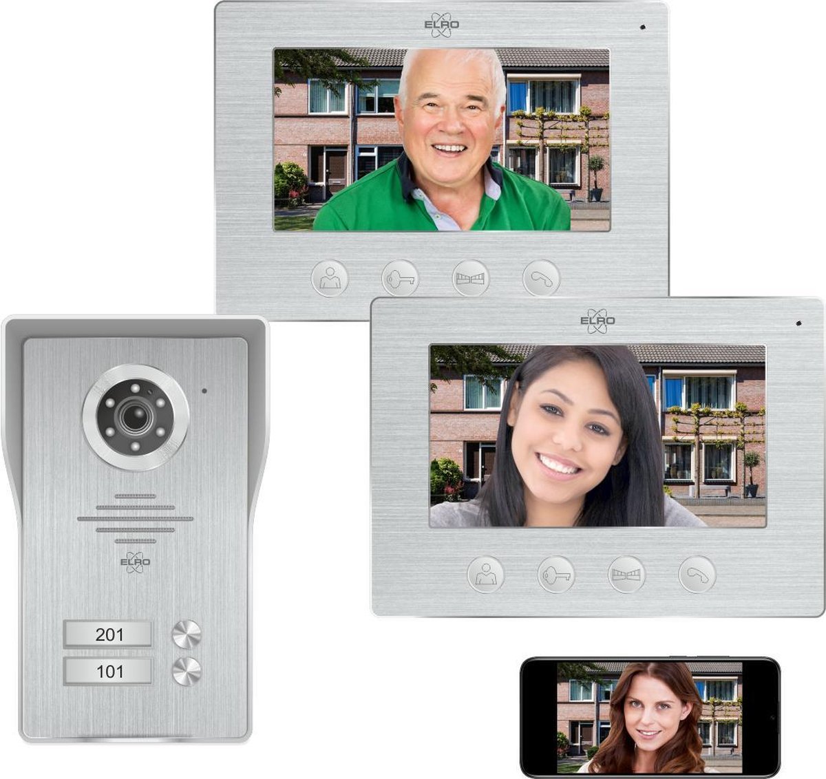 ELRO DV477IP2 Wifi IP Video Deurintercom 2 Appartementen 2x7" Scherm