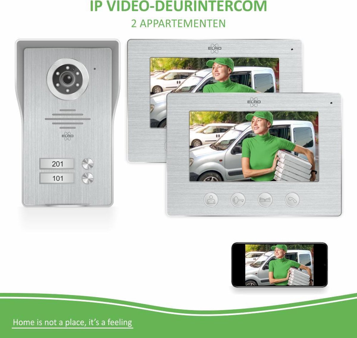 ELRO DV477IP2 Wifi IP Video Deurintercom 2 Appartementen 2x7" Scherm