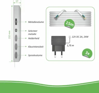 ELRO DV477IP3 Wifi Video Deur Intercom 3 Appartementen 7 inch Scherm