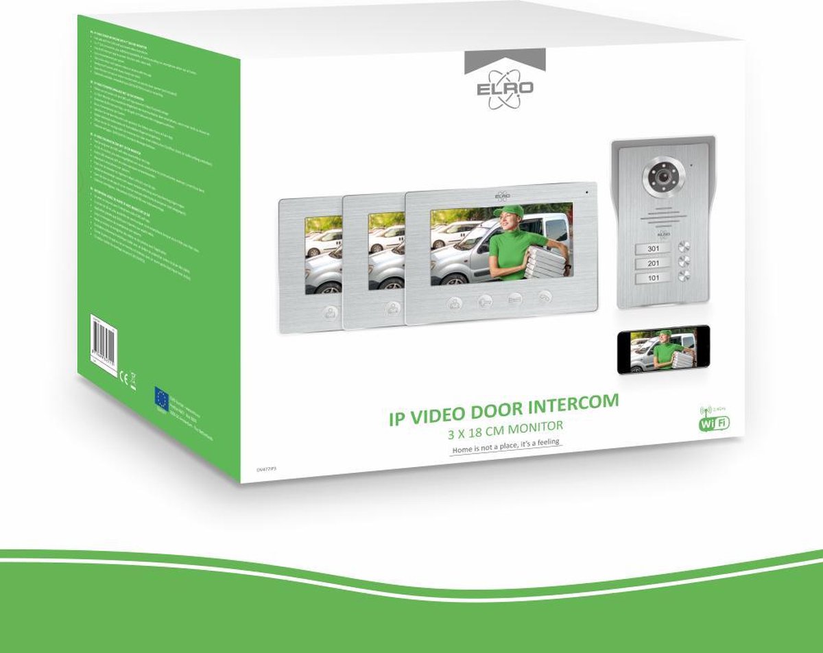 ELRO DV477IP3 Wifi Video Deur Intercom 3 Appartementen 7 inch Scherm