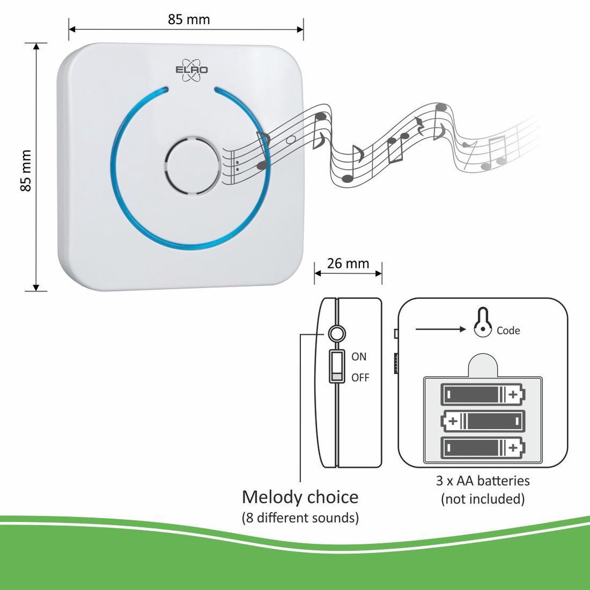 ELRO DVC040IP Wifi IP Video Deurbel met Binnengong