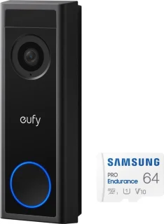 eufy C30 2K Draadloze Video Deurbel Zwart + Samsung MicroSDXC 64GB PRO Bundel