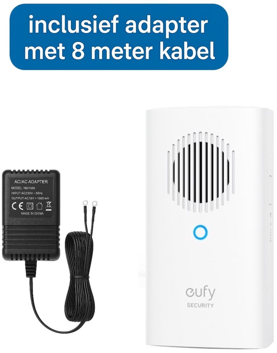 De eufy Deurbelgong E340/C30/C31 Wit + Adapter Bundel in één oogopslag
