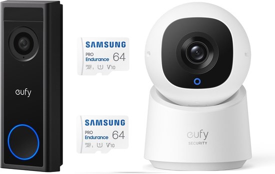 eufy Security C30 2K Draadloze Deurbel + C220 Indoorcam + 2x Samsung MicroSDXC 64GB Bundel review