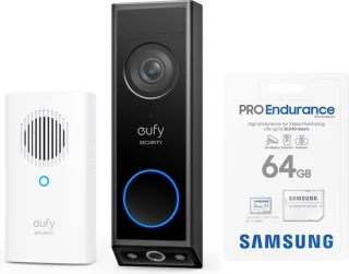 eufy Security E340 2K Draadloze Video Deurbel + SAMSUNG MicroSDXC 64GB Pro Bundel