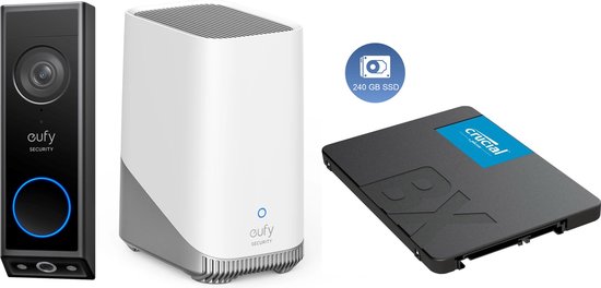 eufy Security E340 Video Deurbel + HomeBase 3 S380 + 240GB SSD Bundel