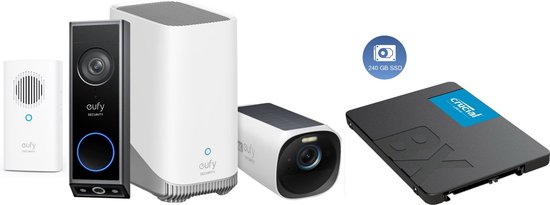 eufy Security E340 Video Deurbel + HomeBase 3 S380 + eufyCam 3 Solar + 240GB SSD Bundel