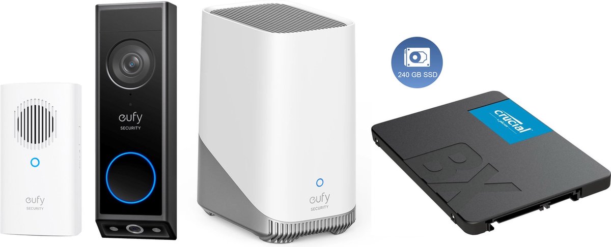 eufy Security E340 Video Doorbell + HomeBase 3 S380 + 240GB SSD Bundel