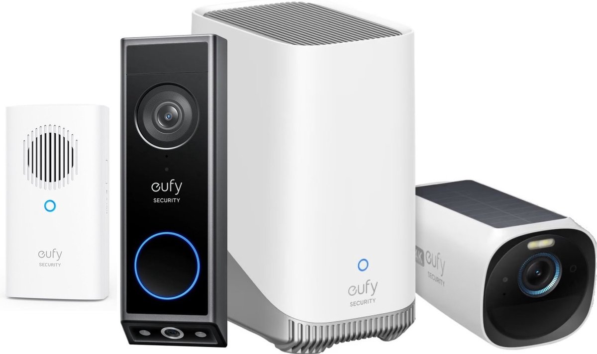 eufy Security E340 Video Doorbell + HomeBase 3 S380 + eufyCam 3 Bundel