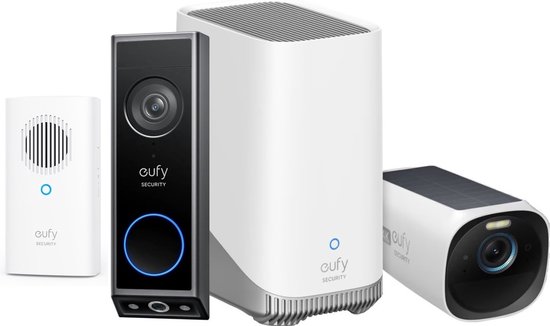 eufy Security E340 Video Doorbell + HomeBase 3 S380 + eufyCam 3 Bundel