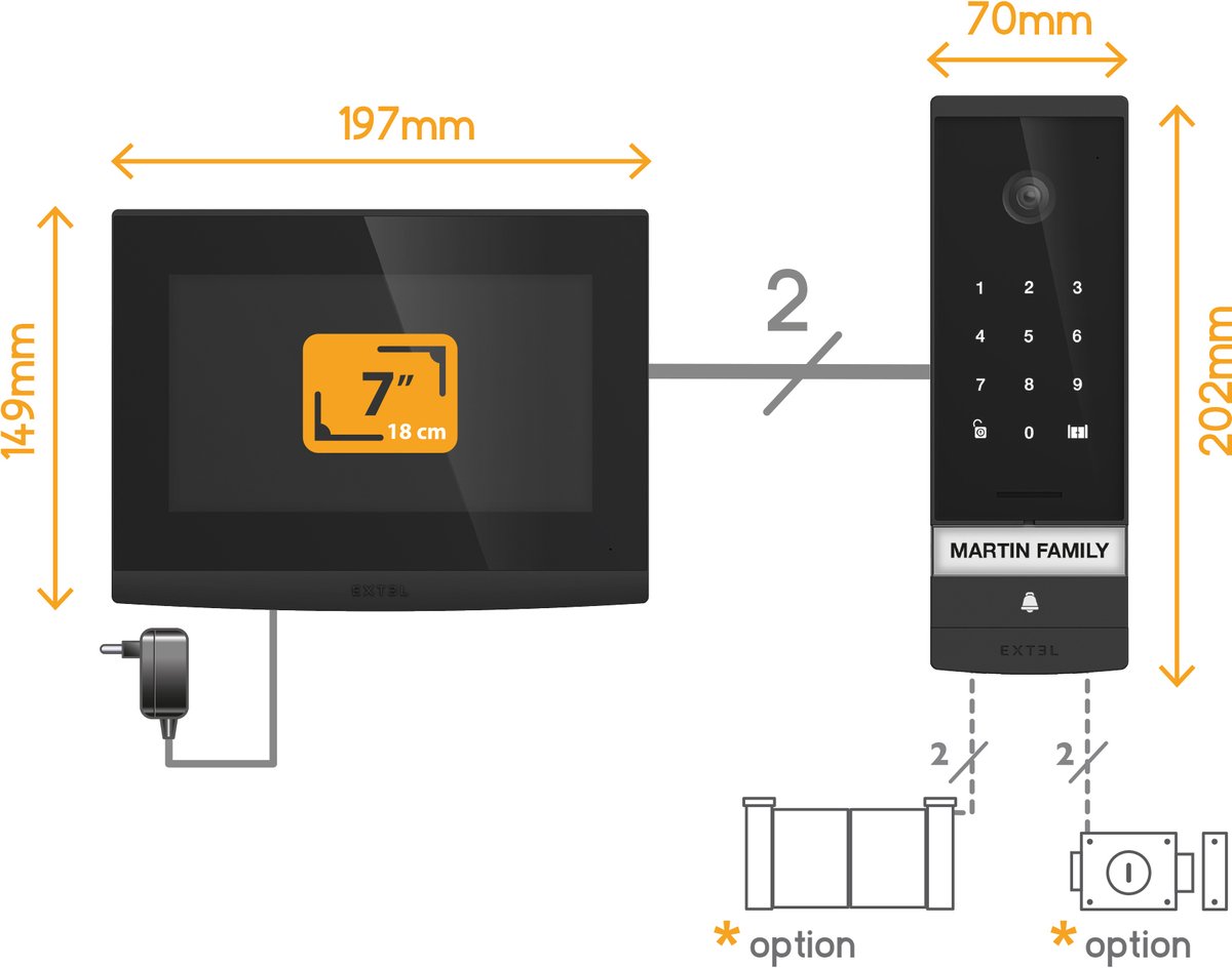 Extel Open 3K Wifi intercom met camera bedraad keypad