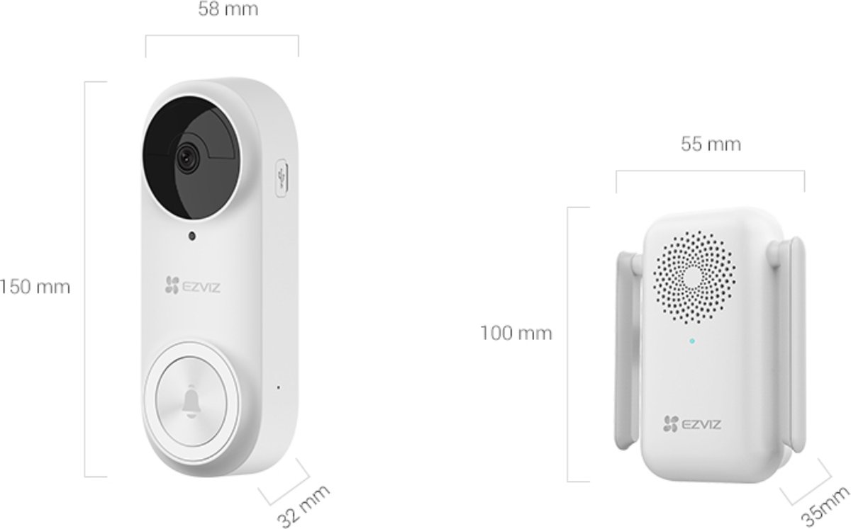 Ezviz DB2 Slimme Deurbel 3MP 2K Wit
