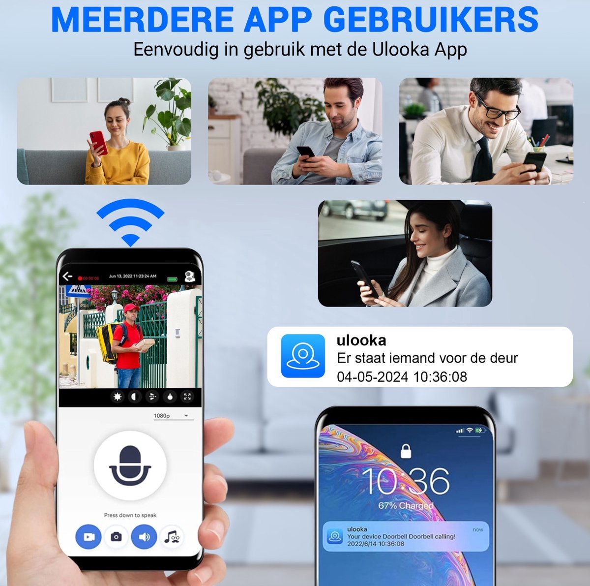 Ferodelli Videodeurbel Draadloos Wit