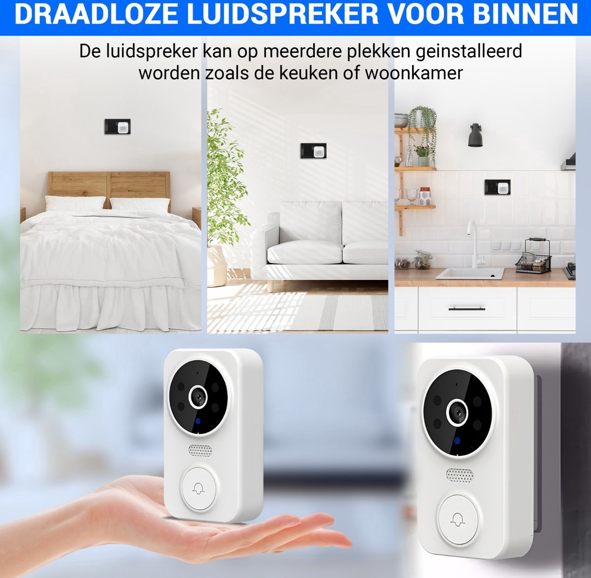 Ferodelli Videodeurbel Draadloos Wit
