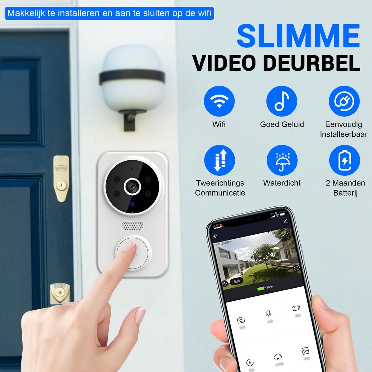 Ferodelli Videodeurbel Draadloos Wit