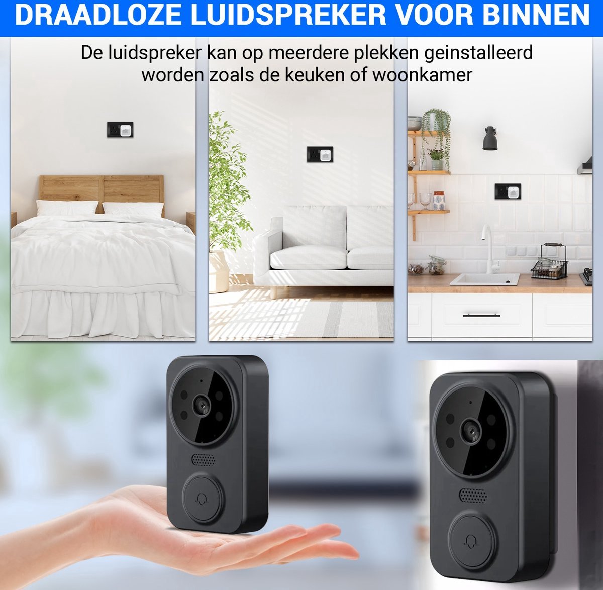 Ferodelli Videodeurbel Draadloos Zwart