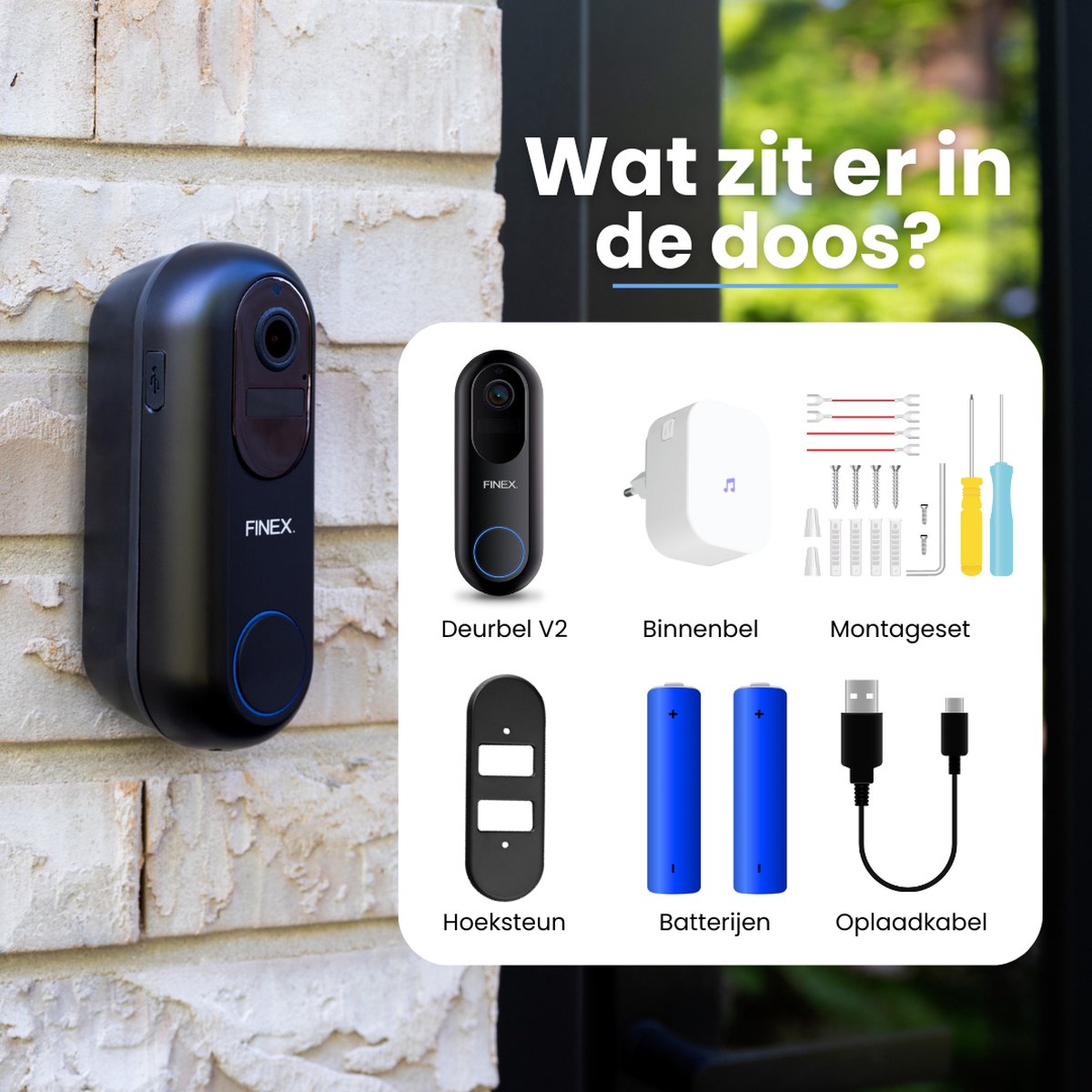Finex Video Deurbel V2 met Binnenbel en SD-kaart 64GB