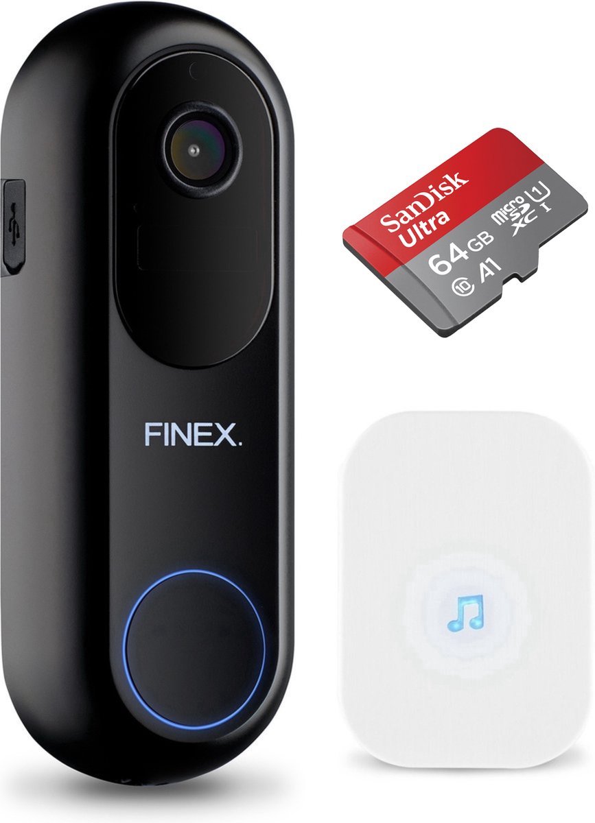 Finex Video Deurbel V2 met Binnenbel en SD-kaart 64GB
