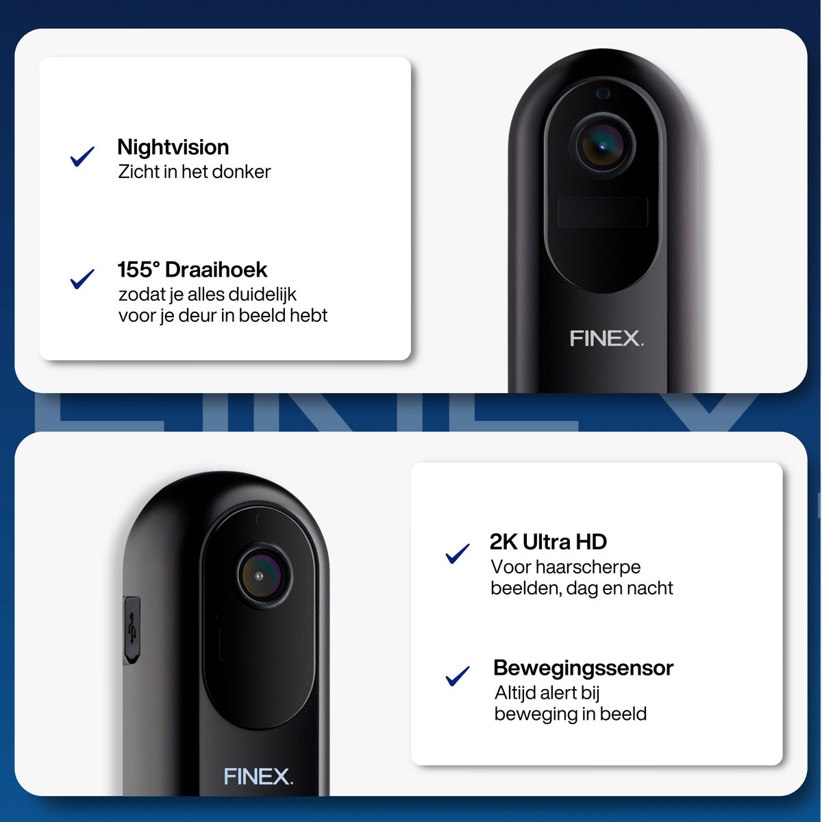 Finex Video Deurbel V2 met Binnenbel en SD-kaart 64GB