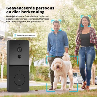 FlinQ Slimme Draadloze Deurbel met Camera 1080P Zwart