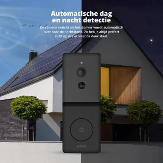 FlinQ Slimme Draadloze Deurbel met Camera 1080P Zwart